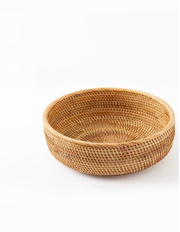 Round handwoven rattan pantry basket