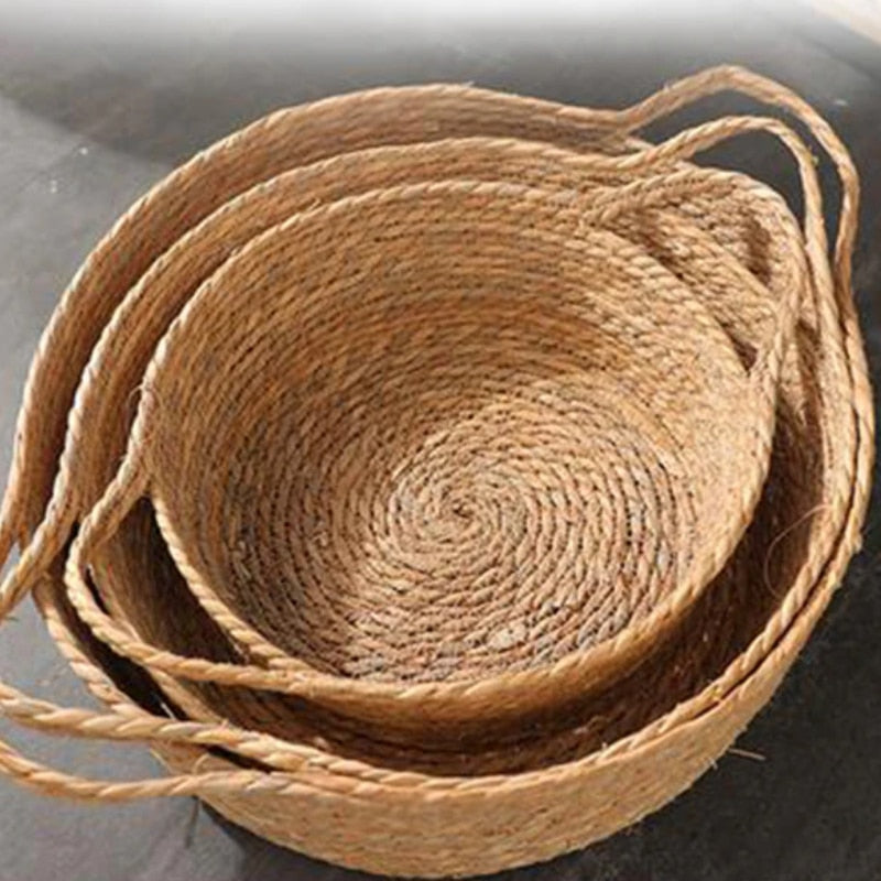 Handwoven rattan dog bed – multiple views