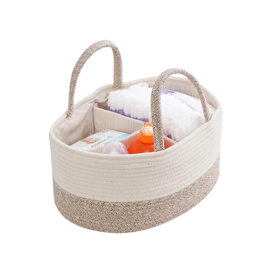 Portable lightweight wicker-look changing basket