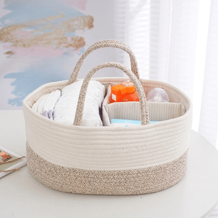 Portable lightweight wicker-look changing basket – another view