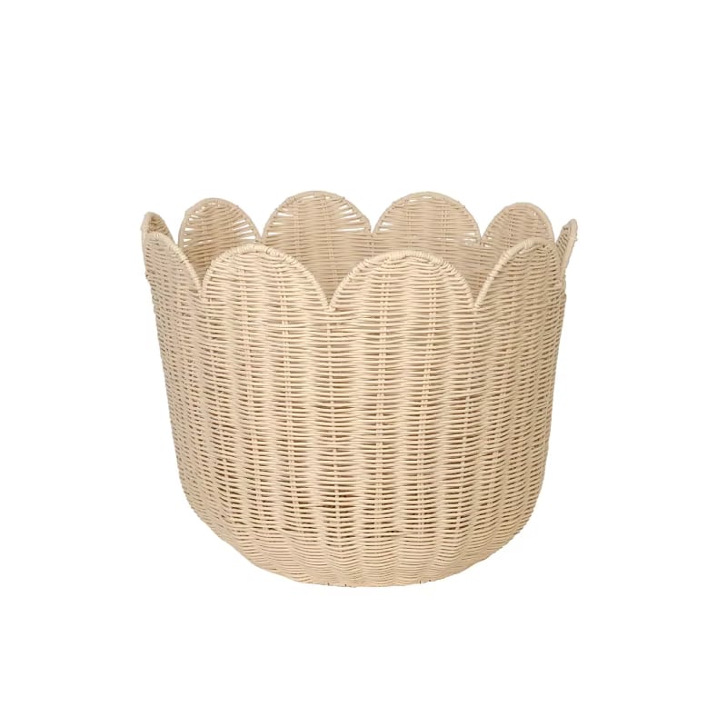 Flared rattan laundry basket in natural beige with a Nordic look