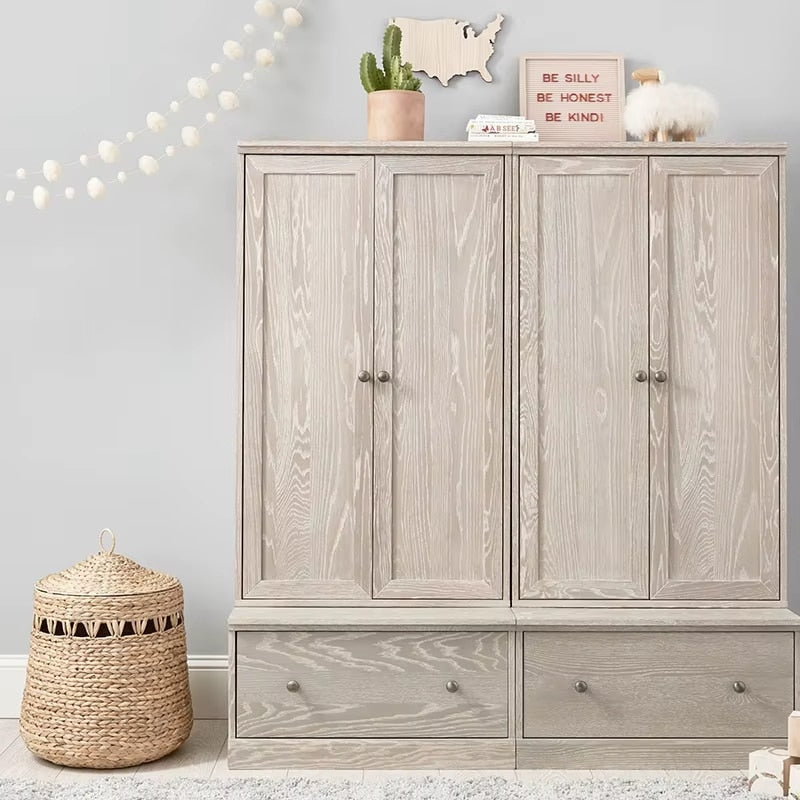 Minimalist Nordic laundry basket in hand-braided natural rattan – shown in a room setting