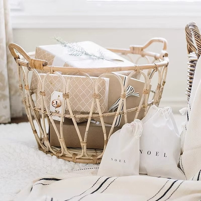 Open natural rattan laundry basket with an airy structure – shown in a room setting (3)
