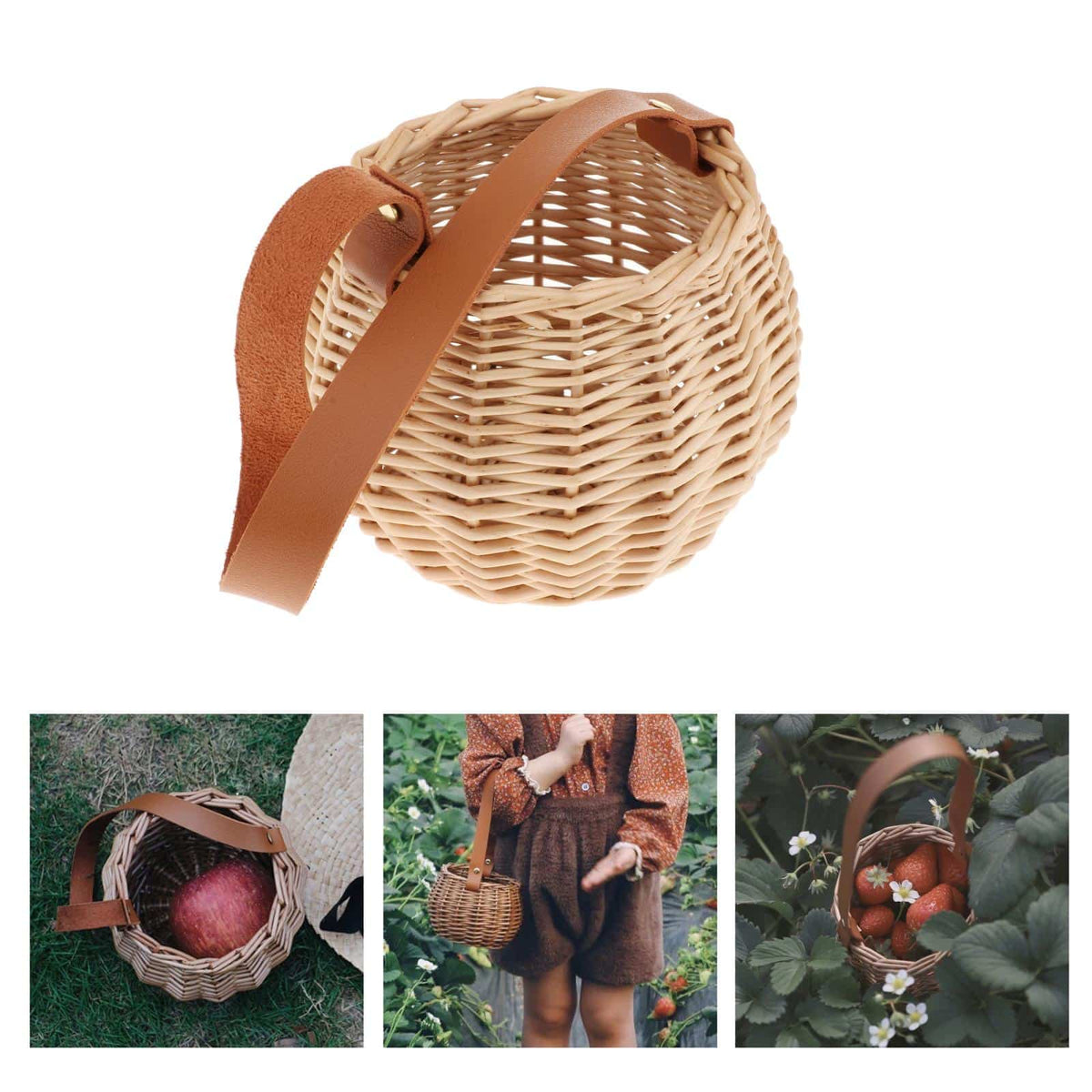 Round rattan and wicker plant basket – multiple views (3)