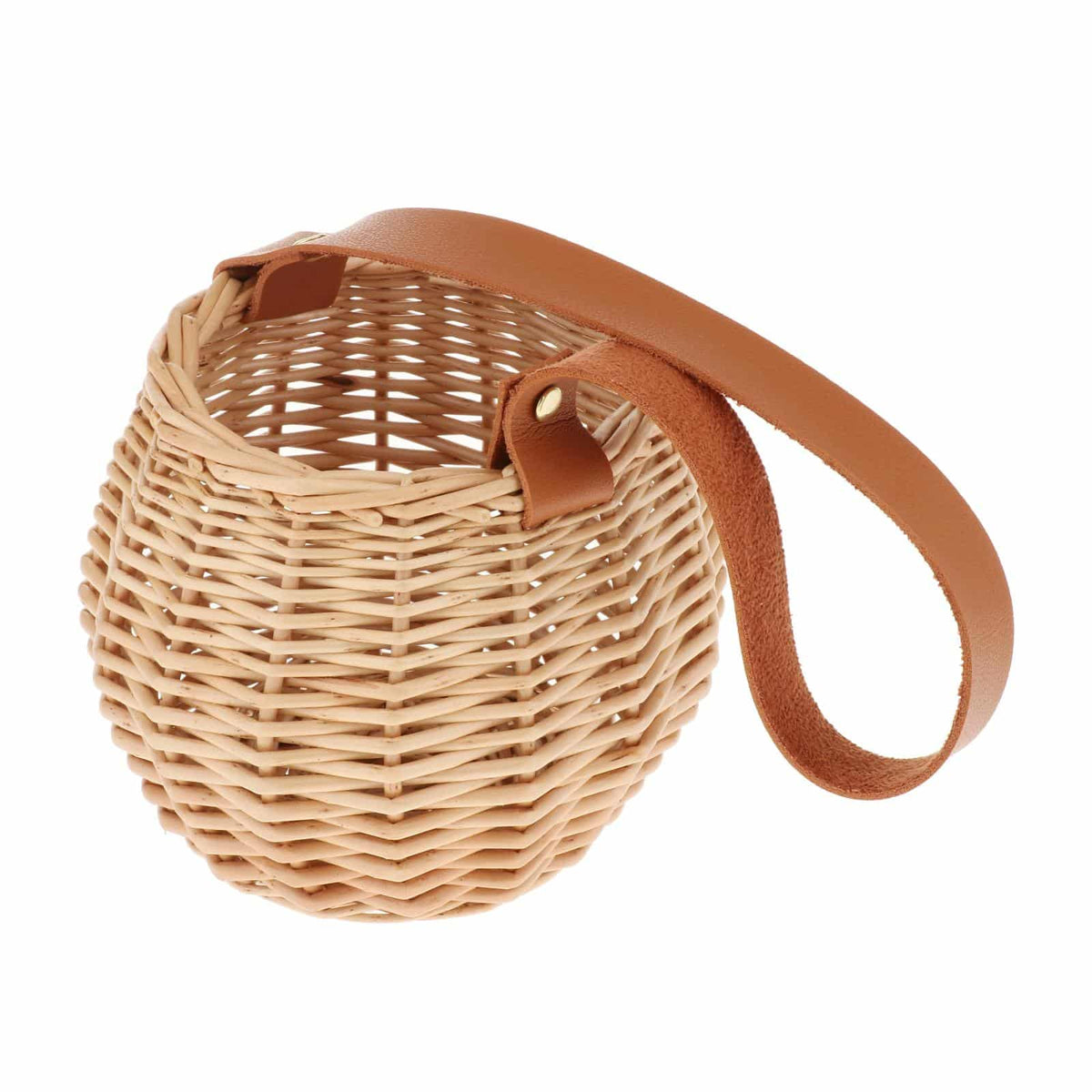 Round rattan and wicker plant basket