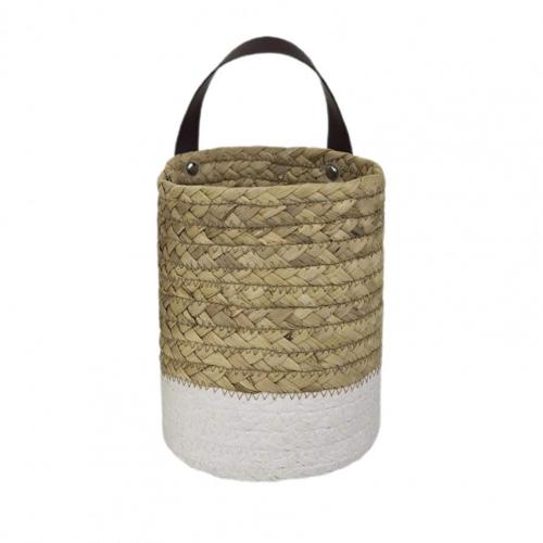 Hand-braided hanging rattan plant basket – another view