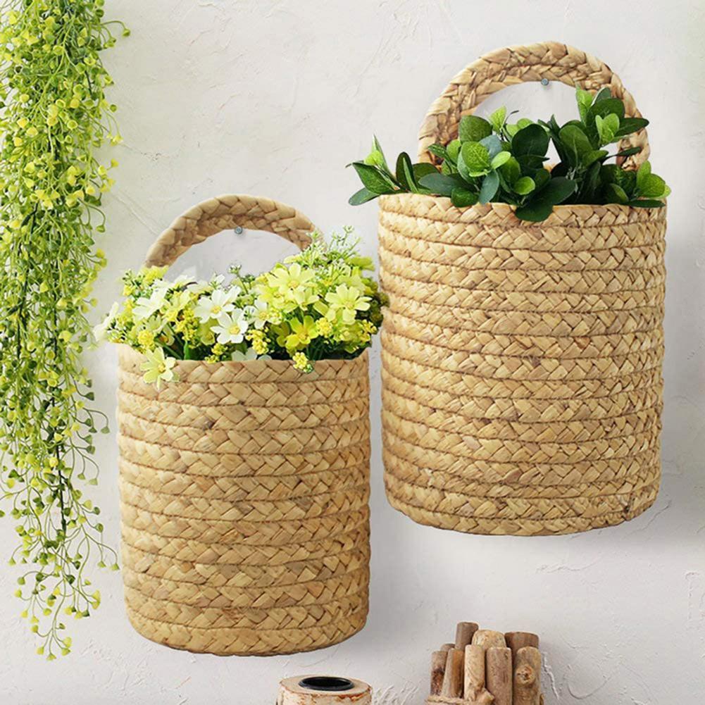 Hand-braided hanging rattan plant basket – another view (2)