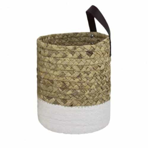 Hand-braided hanging rattan plant basket