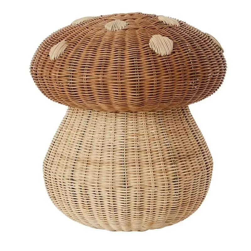 Mushroom-shaped handwoven rattan storage basket
