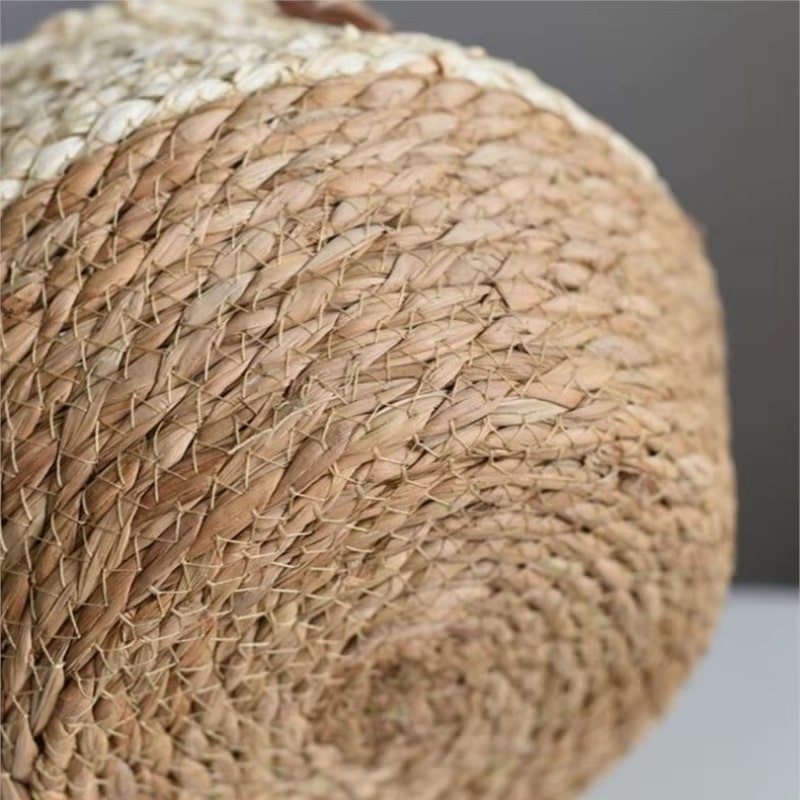 Compact Nordic handwoven rattan storage basket – close-up detail