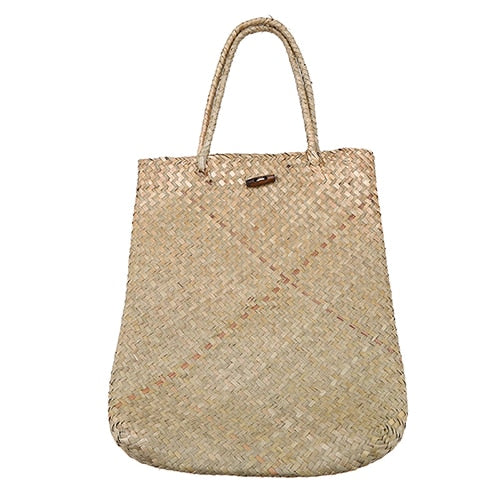 Handmade rattan shoulder basket bag with an adjustable strap – beige variant, another view