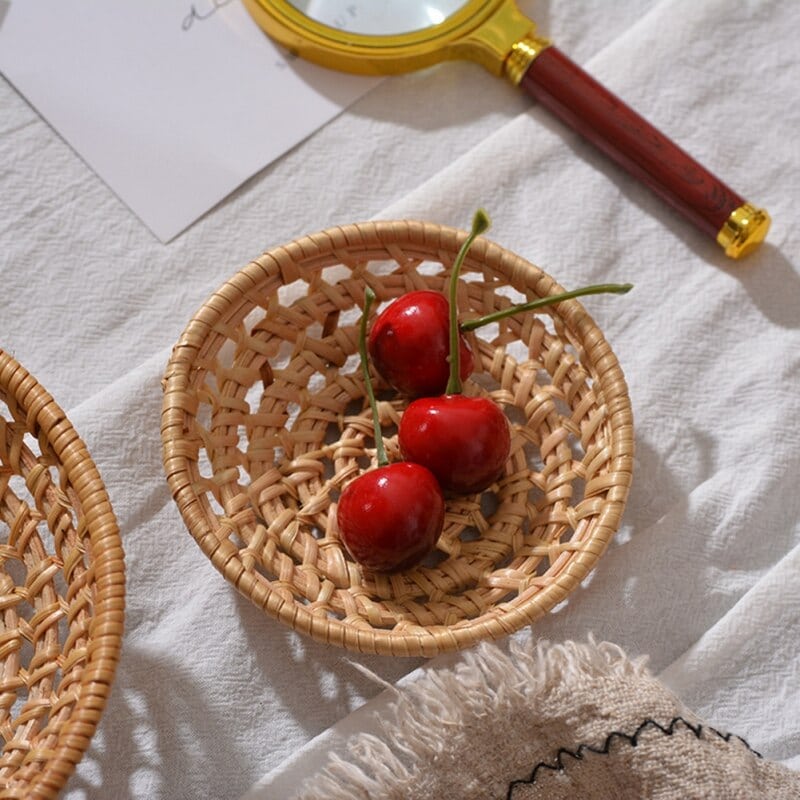 Handwoven natural rattan fruit and vegetable basket – shown in a room setting (3)