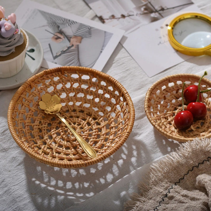 Handwoven natural rattan fruit and vegetable basket – shown in a room setting (2)