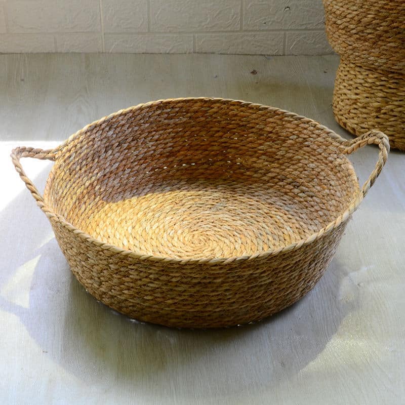 Handwoven natural rattan blanket basket – another view (2)