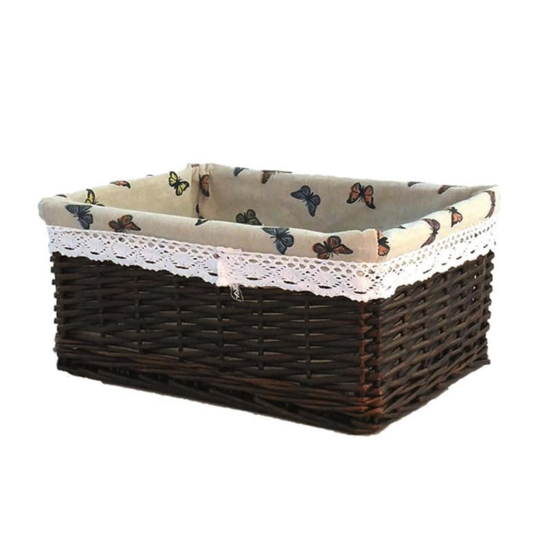 Stackable rectangular rattan storage baskets – black variant, another view
