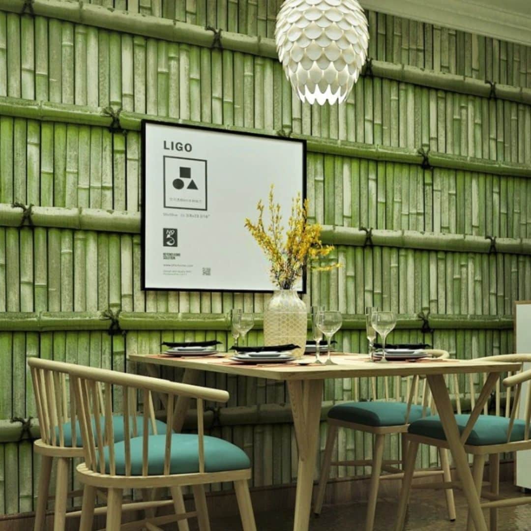 Realistic modern bamboo wallpaper – shown in a room setting (2)
