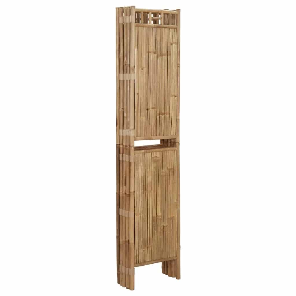 Five-panel folding bamboo room divider with evenly spaced slats – another view (2)