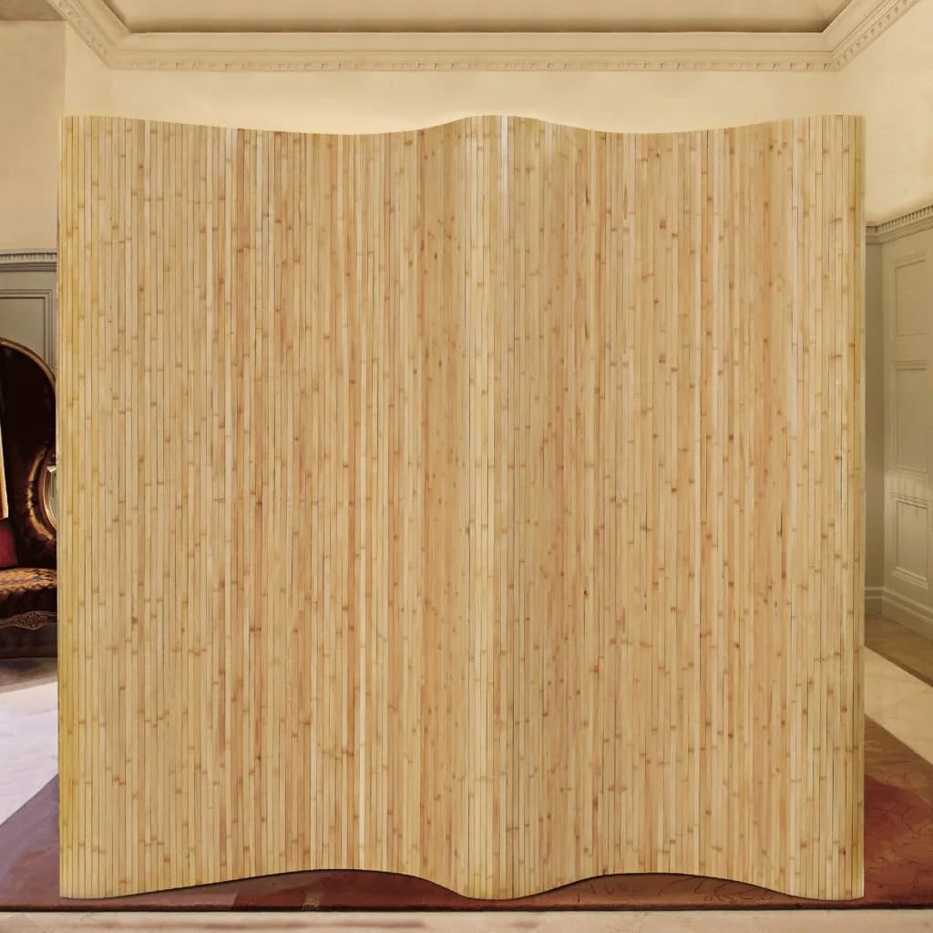 Bamboo partition room divider with structured woven slats – another view