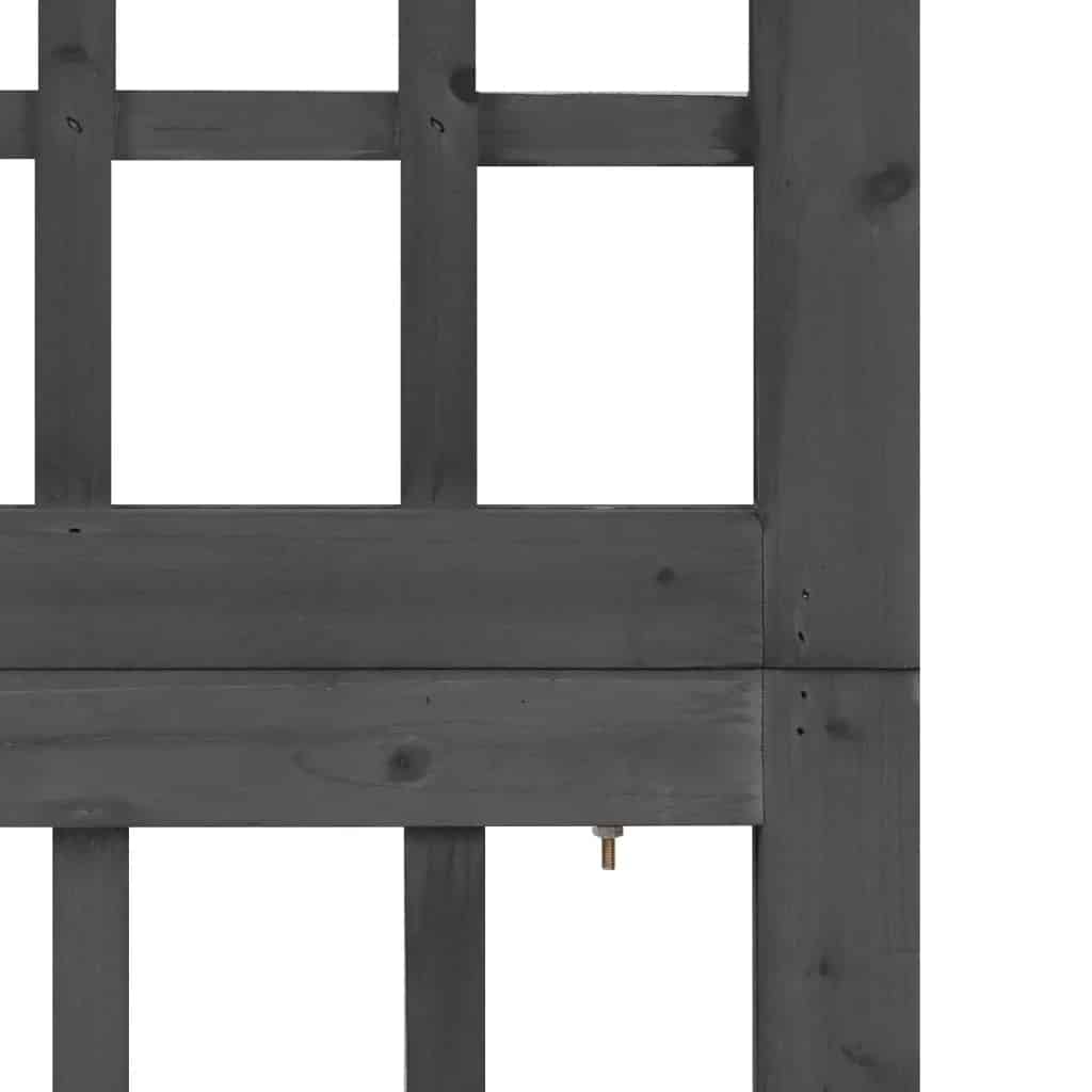 Modern matte black fir room divider with open slats – close-up detail