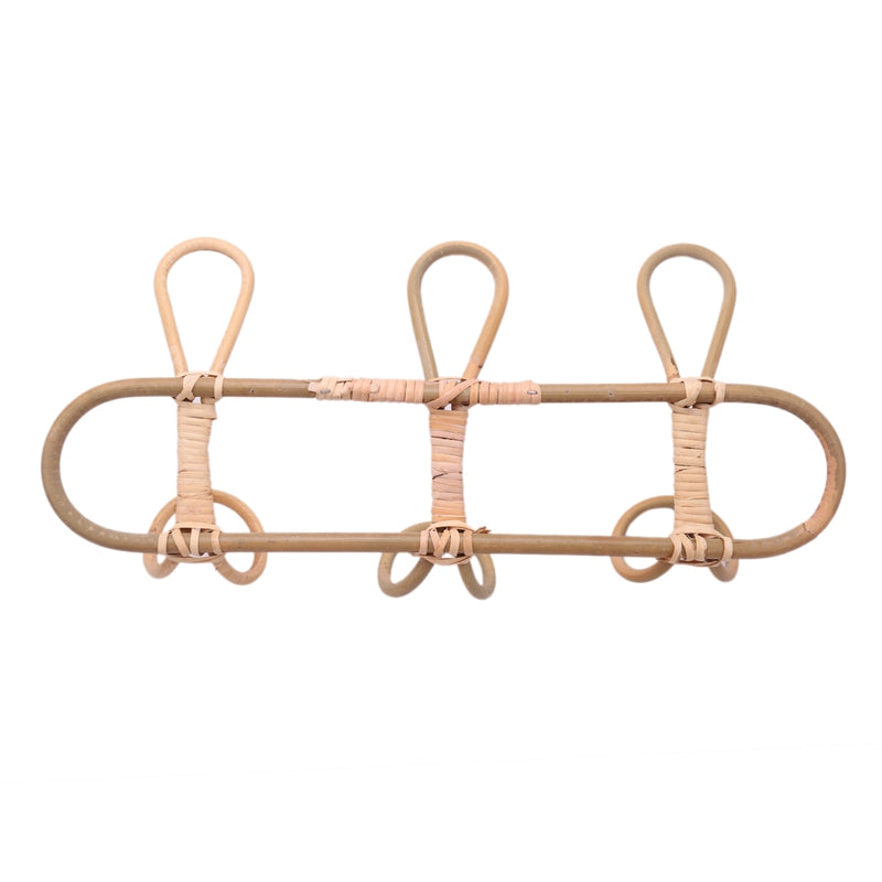 Light rattan round wall rack with three hooks – another view (3)
