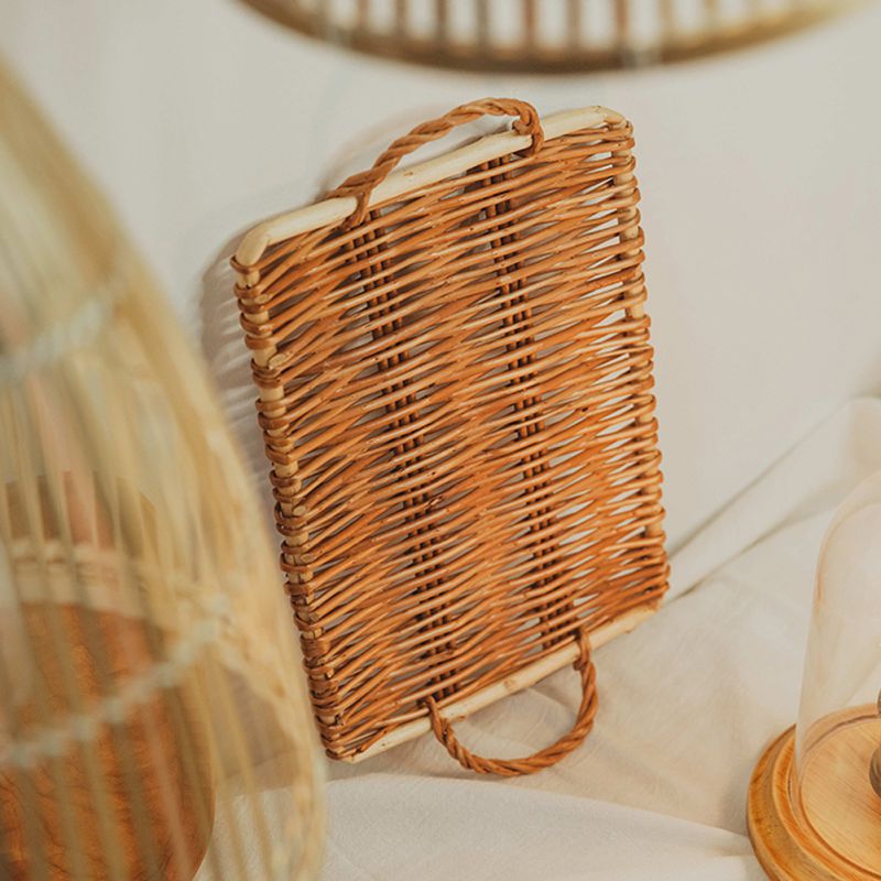 Small slim rectangular rattan tray