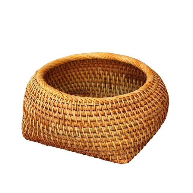 Small openwork natural rattan storage box