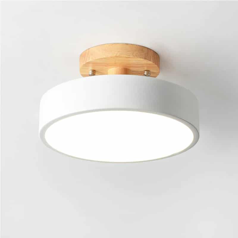 Nordic natural wood ring LED ceiling light with fine metal structure