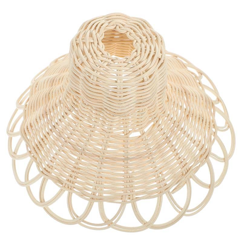 White lacquered handwoven rattan ceiling light