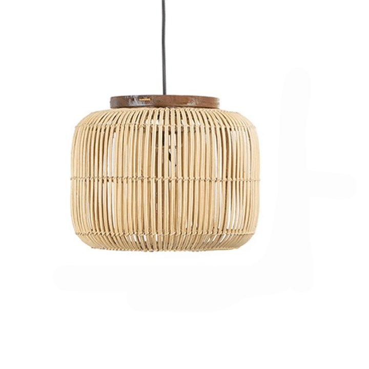 Chinese-style retro flat round rattan LED ceiling light