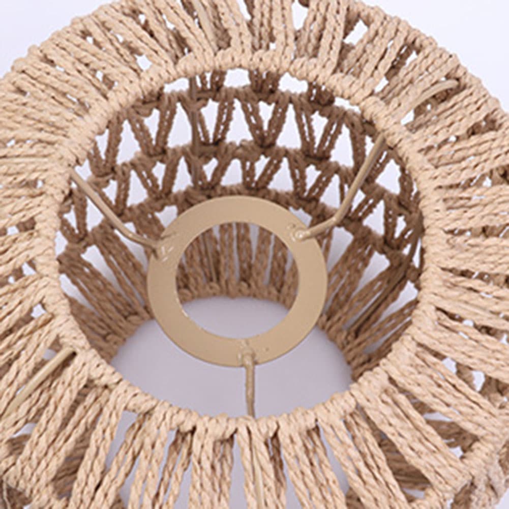 Vintage handwoven rattan hanging light – close-up detail