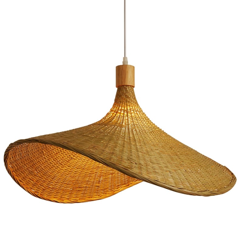 Vietnamese-style handwoven rattan and bamboo ceiling light