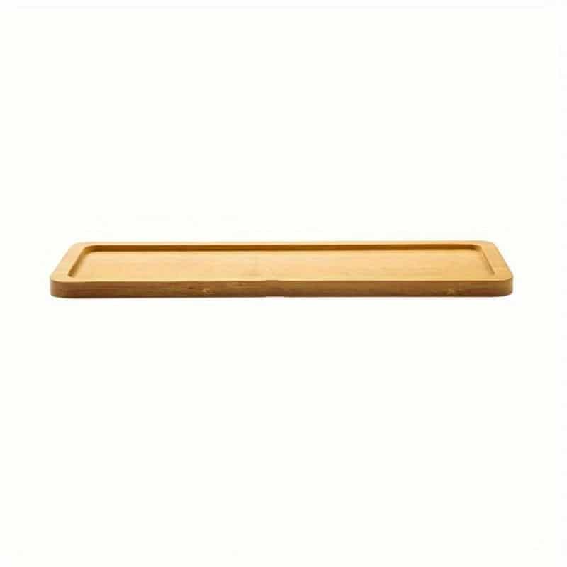 Long rectangular woven bamboo tray with slightly raised edges