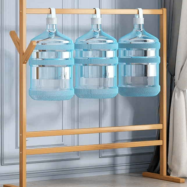 Tree branch wooden coat rack with multiple forks – shown in a room setting (2)