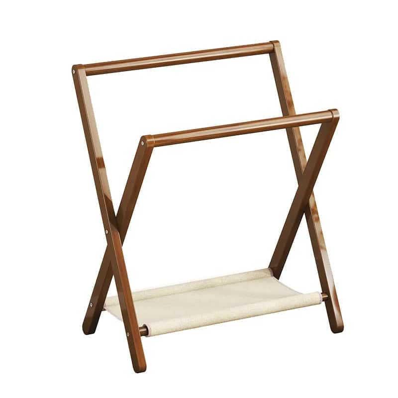 Foldable bamboo garment rack with a braided bamboo rail