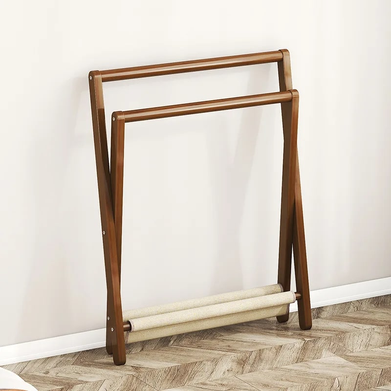 Foldable bamboo garment rack with a braided bamboo rail – another view