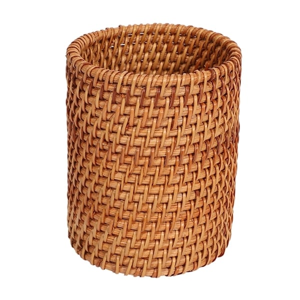 Round cylindrical rattan utensil holder
