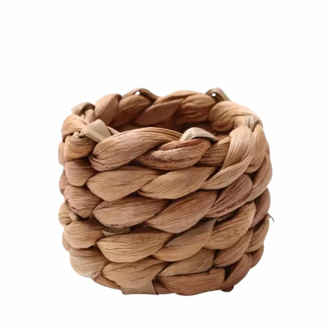 Braided golden raw rattan napkin ring