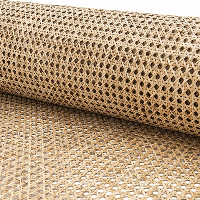 Golden round mesh rattan cane webbing roll – close-up detail (2)