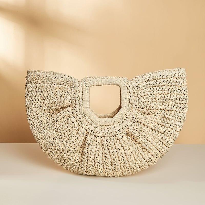 Roomy woven straw beach bag – another view
