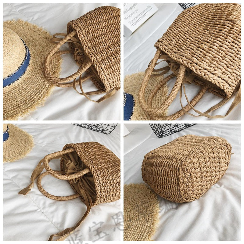 Structured handwoven rattan bag – multiple views