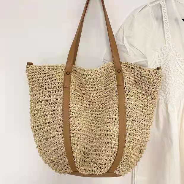 Handwoven straw handbag – another view