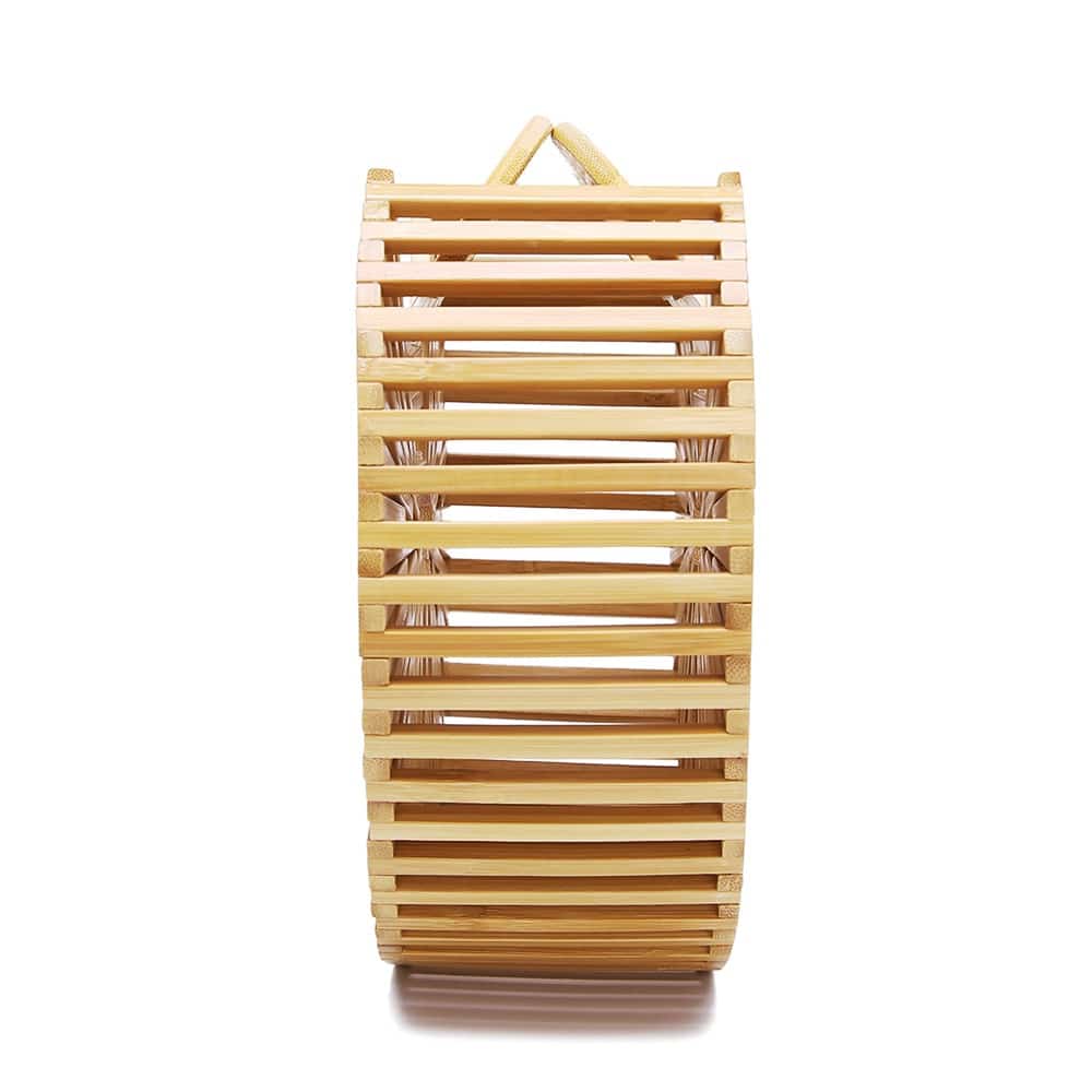 Round sanded wood handbag – another view (2)