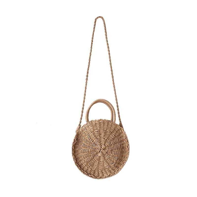 Round rattan handbag with a tight braid