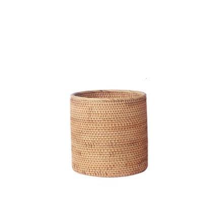Cylindrical woven rattan storage bucket – another view (2)