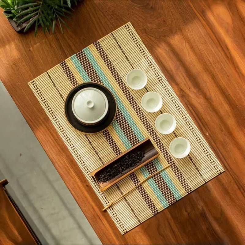 Japanese-style placemat made of fine bamboo slats – shown in a room setting