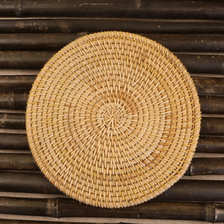 Round pastoral handmade rattan placemat