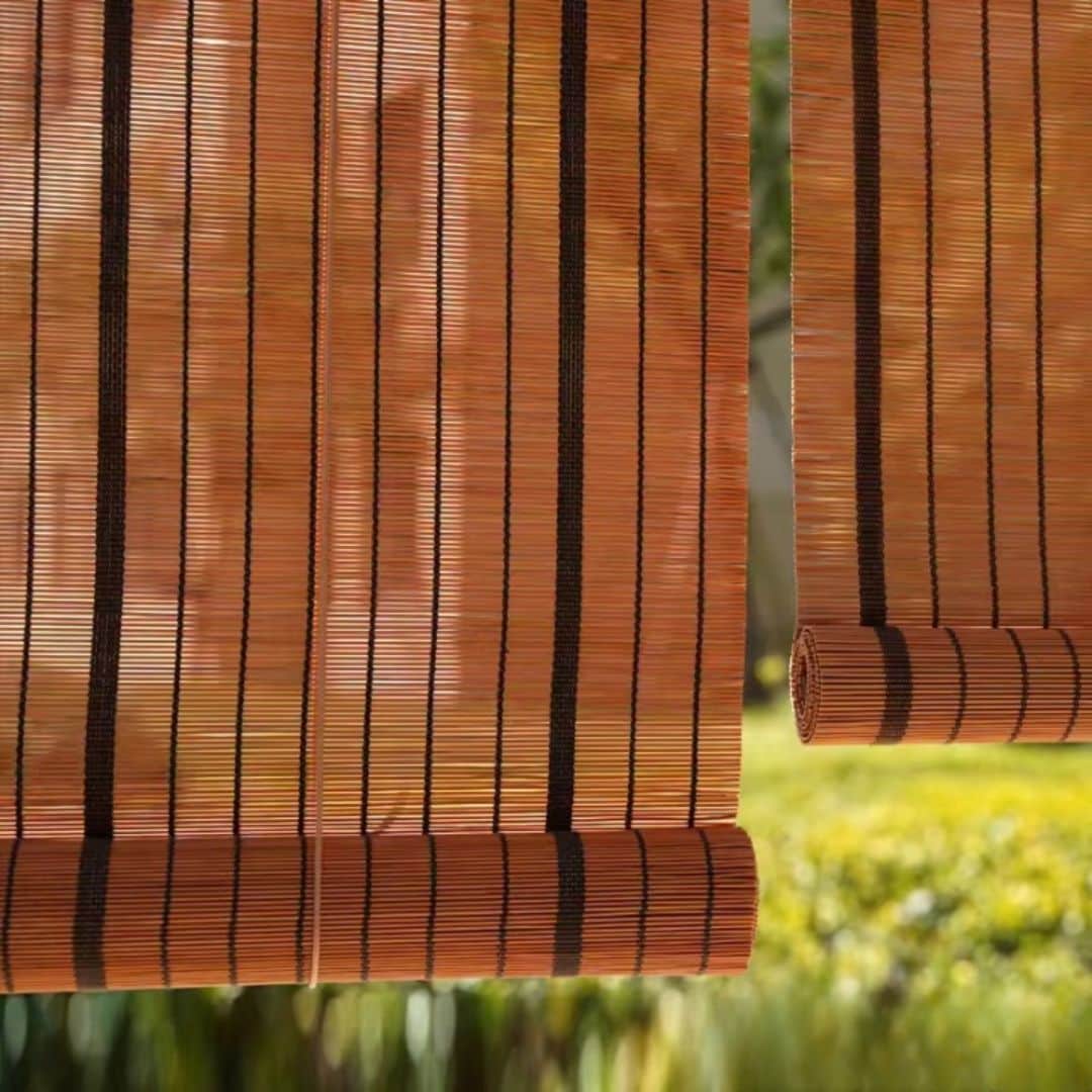 Fine translucent bamboo shade casting soft shadows – shown in a room setting (2)