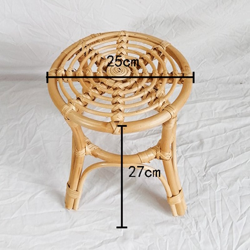 Compact natural rattan plant stand – dimensions diagram