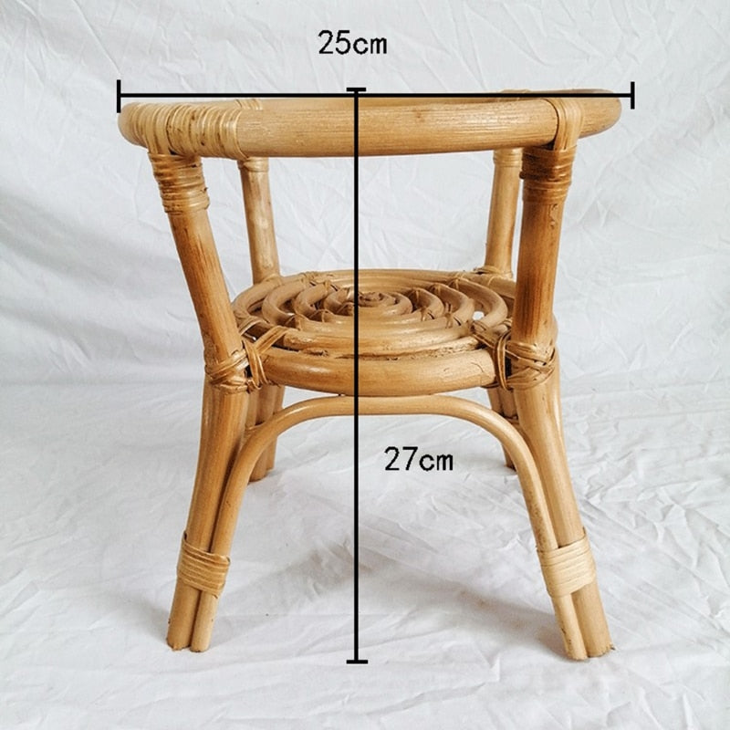 Compact natural rattan plant stand – dimensions diagram (2)