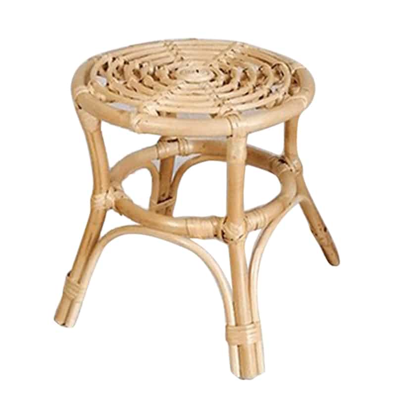 Compact natural rattan plant stand